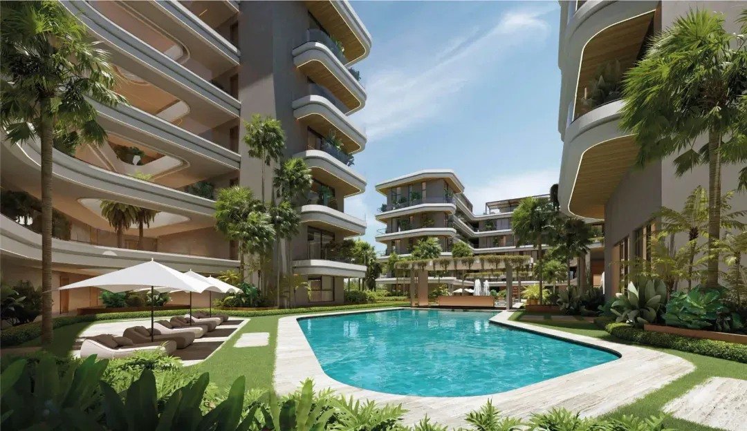 Pools and terraces — architectural rendering