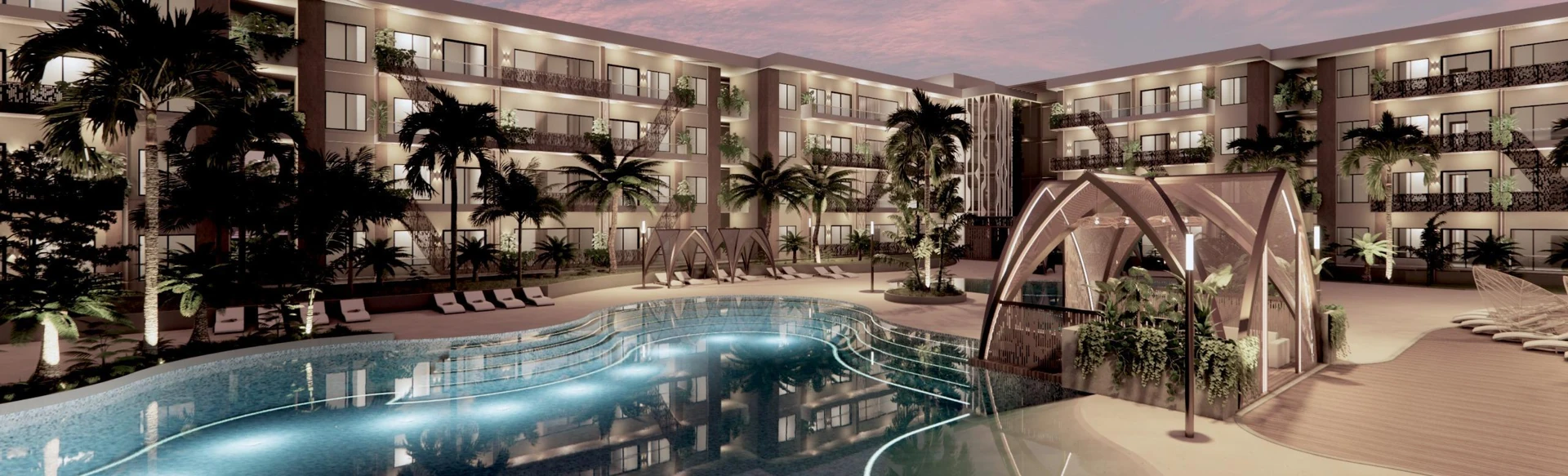 Planned Crystal Sands pool and shared areas — rendering