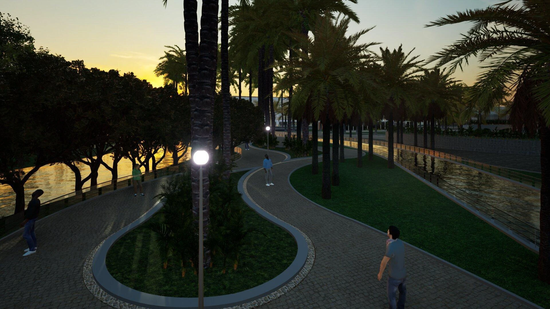 Planned linear park and promenade — rendering